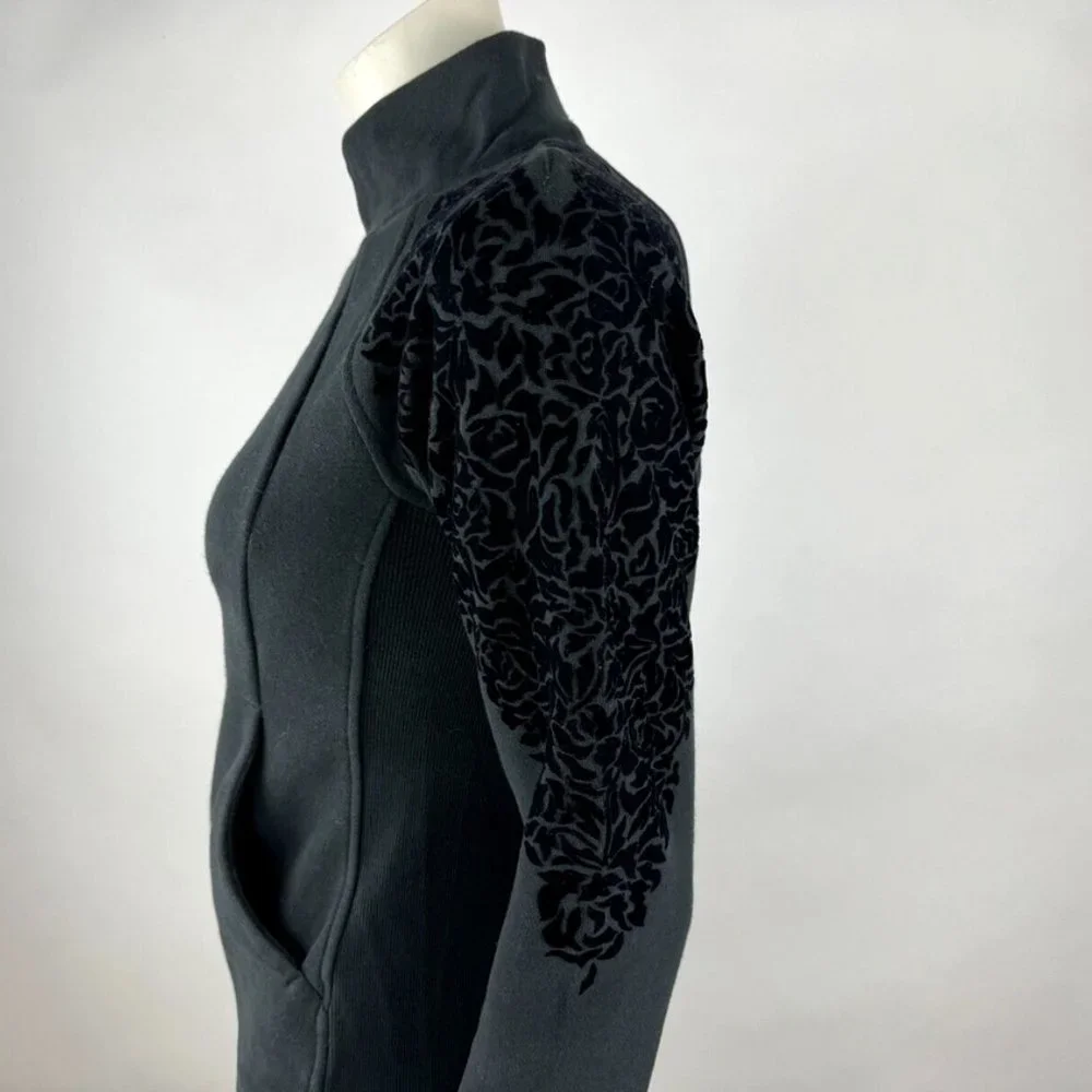 Lululemon Floral Flock Pullover Women 4 Long Sleeve Cotton Terry Sweater Pockets
